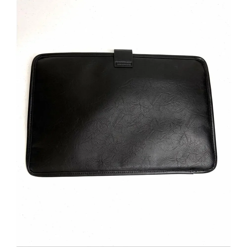 BEIS Laptop Sleeve Portfolio Case Black Faux Leather Travel Organizer Office EUC